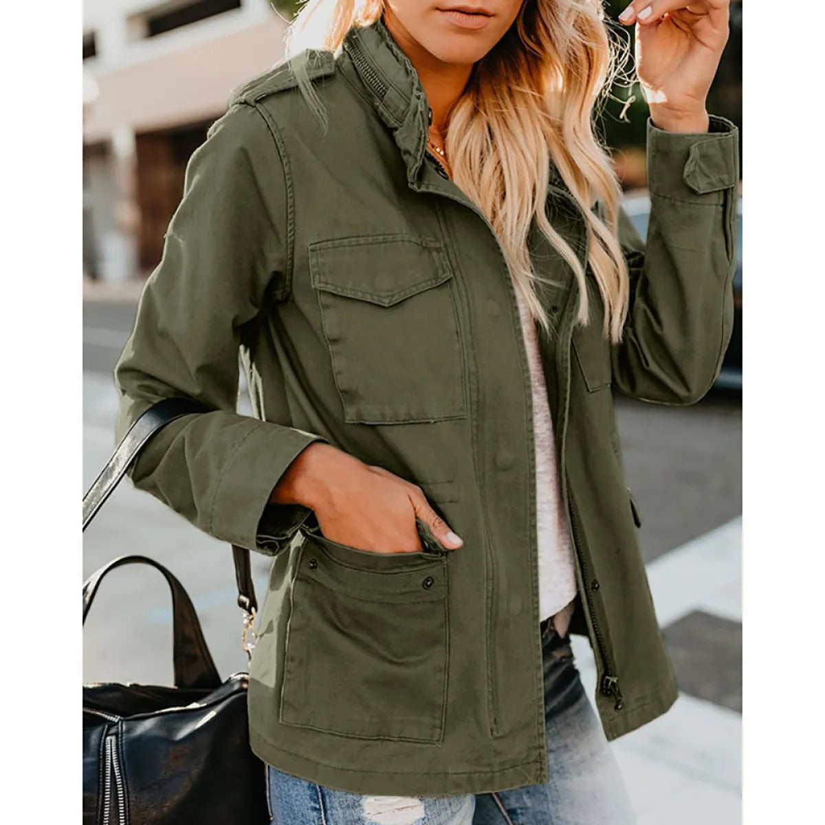Women's Utility Jacket – Relaxed Zip-Front Fit