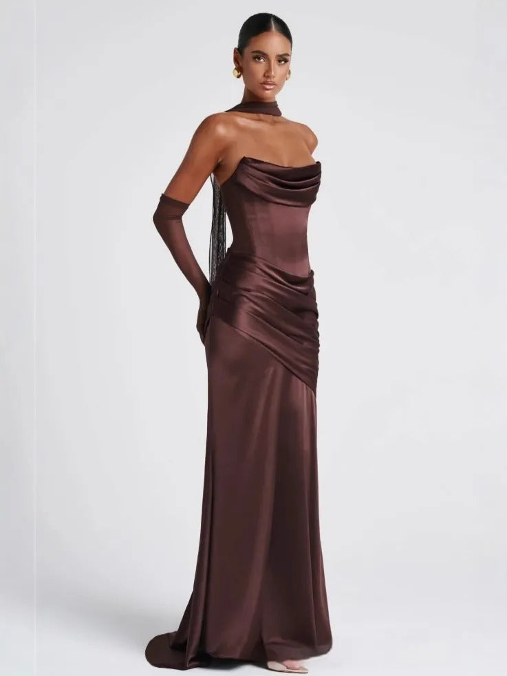 Women's Strapless Mermaid Maxi Dress – Fitted Flared Hem