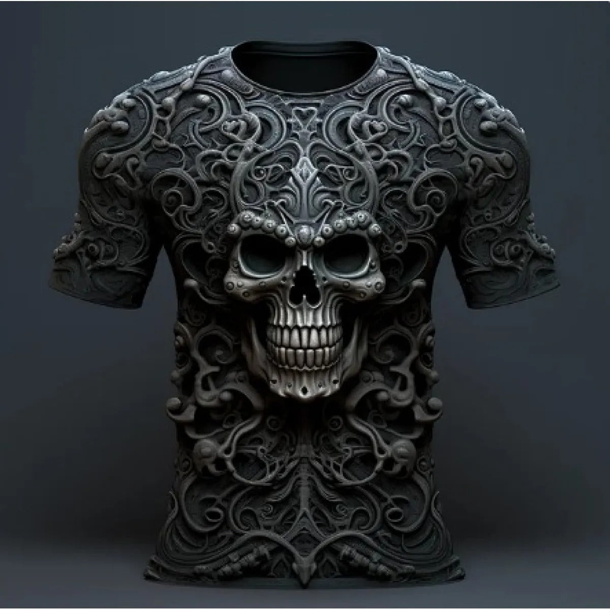 Men's Graphic T-Shirt – 3D Skull Print Relaxed Fit