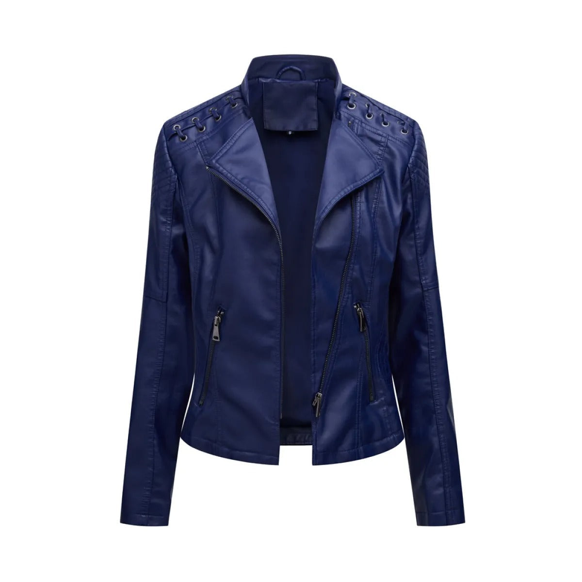 Women's Faux Leather Jacket – Slim Cropped Lapel