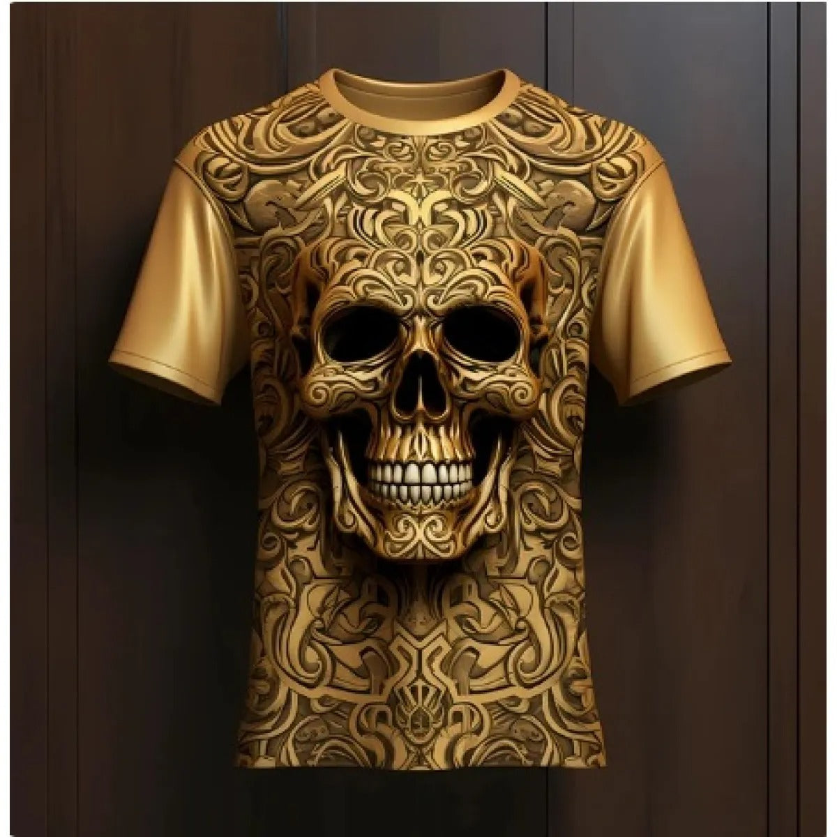 Men's Graphic T-Shirt – 3D Skull Print Relaxed Fit