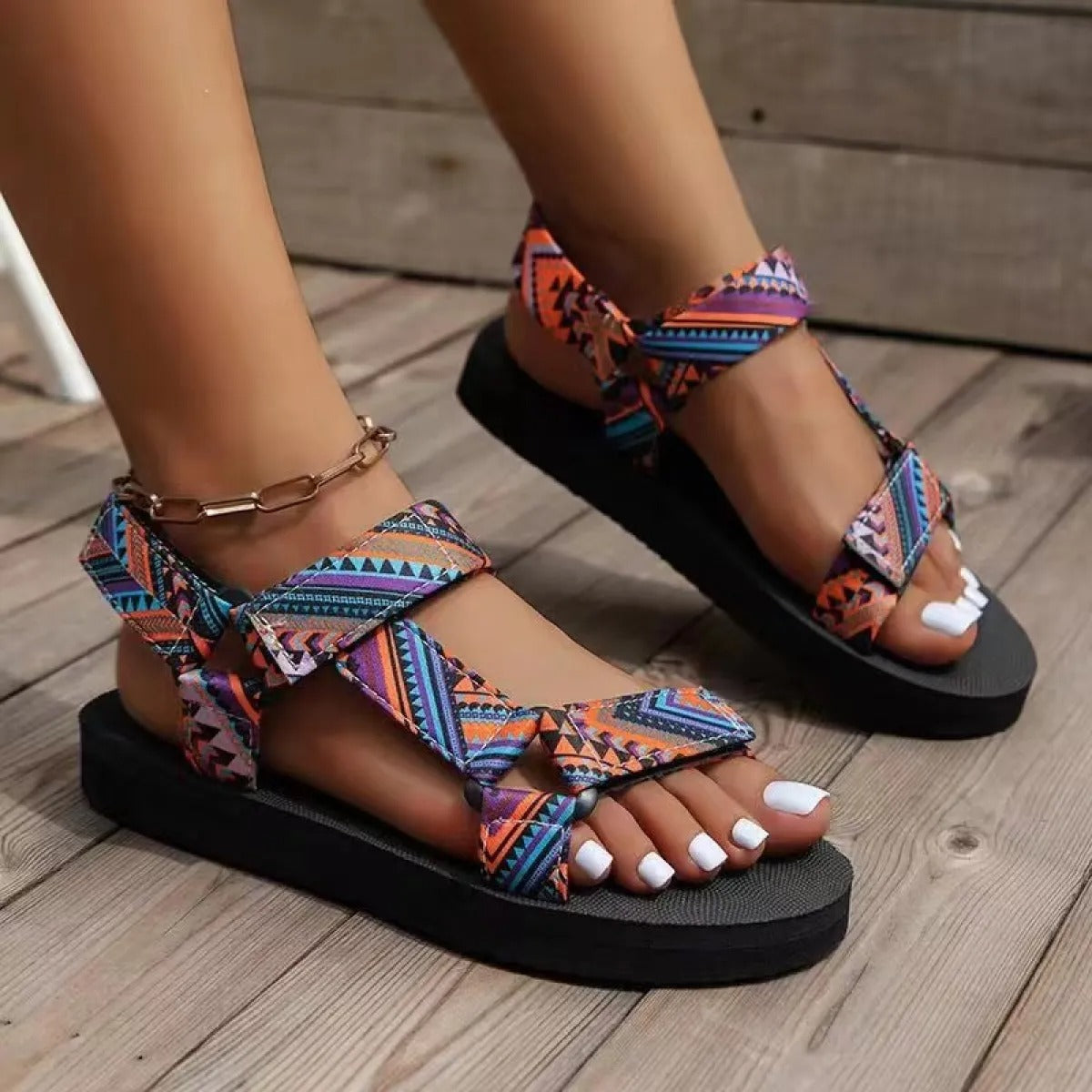 Women's Flat Sandal – Crisscross Textured Straps