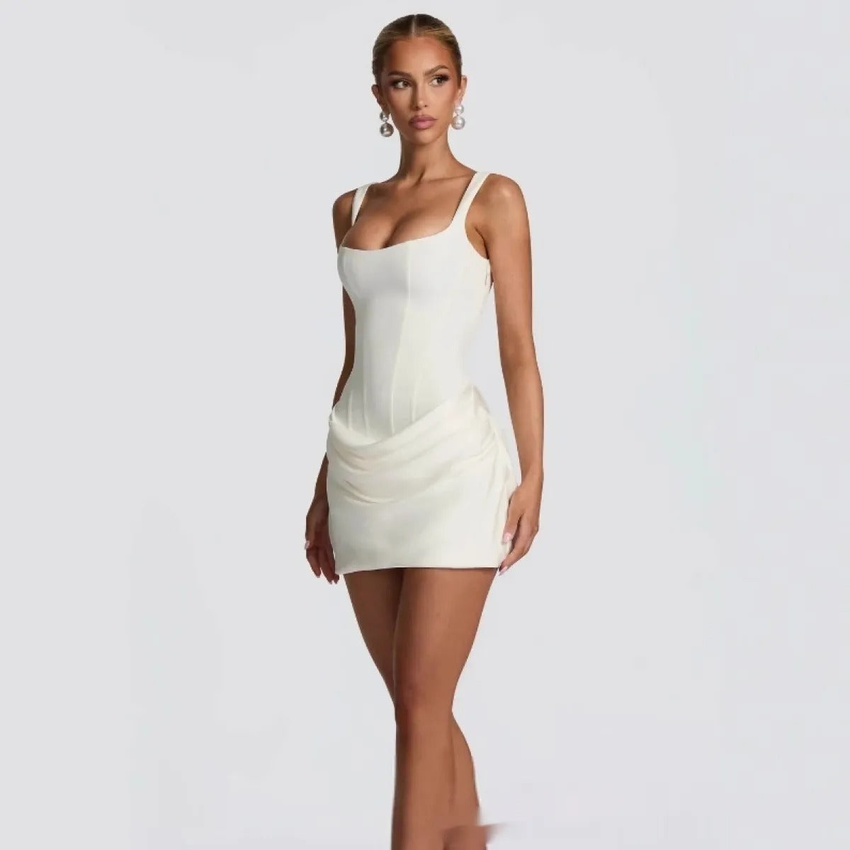 Women's Corset Mini Dress – Sleeveless Structured Bodice