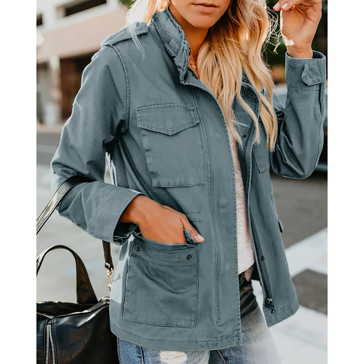 Women's Utility Jacket – Relaxed Zip-Front Fit