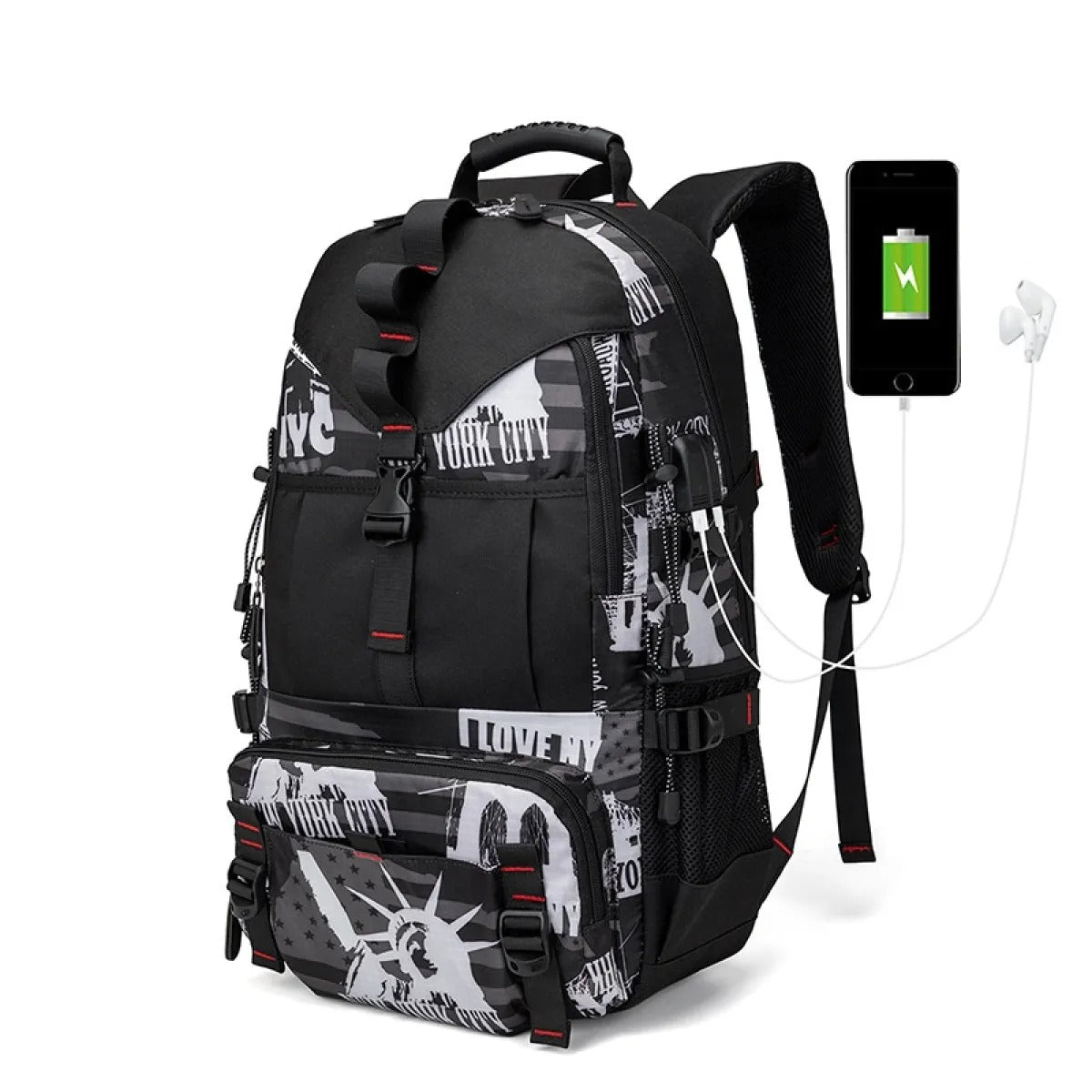 Men's Waterproof Oxford Backpack – Multi-Pocket with USB Port