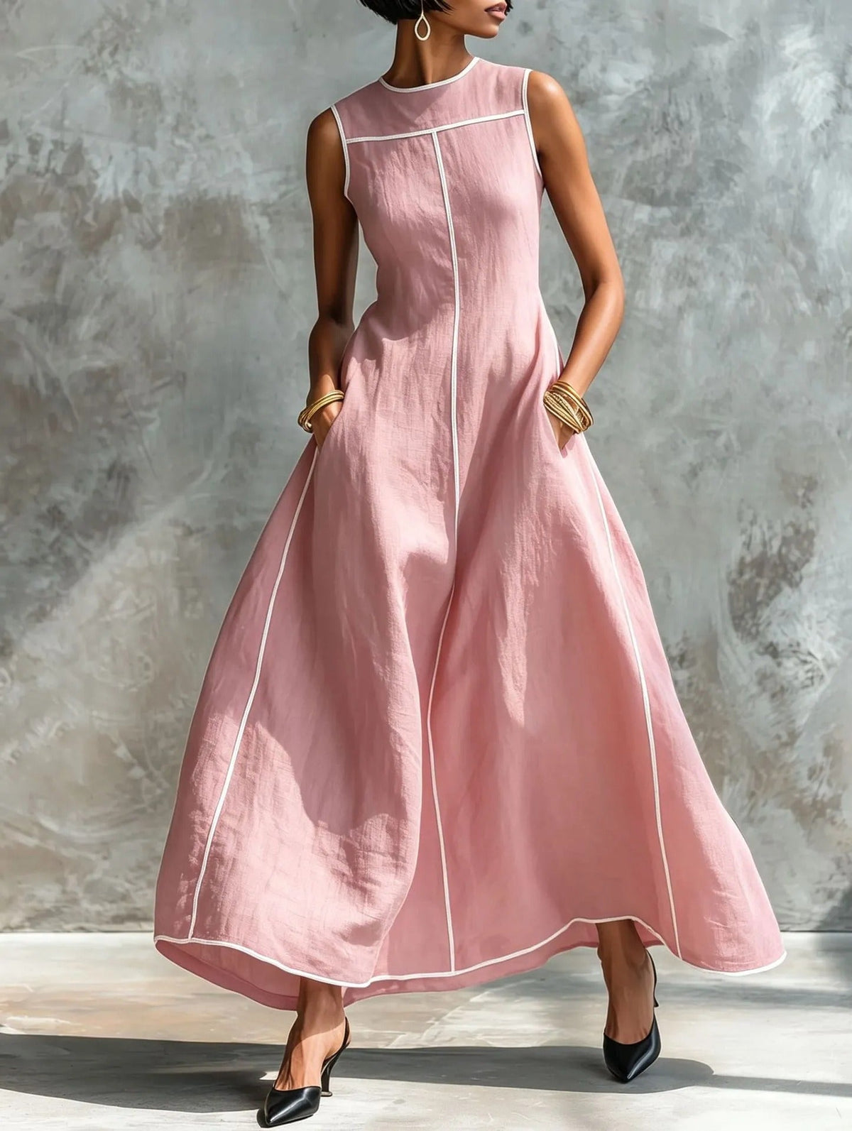 Women's Sleeveless Maxi Dress – Slim A-Line Fit