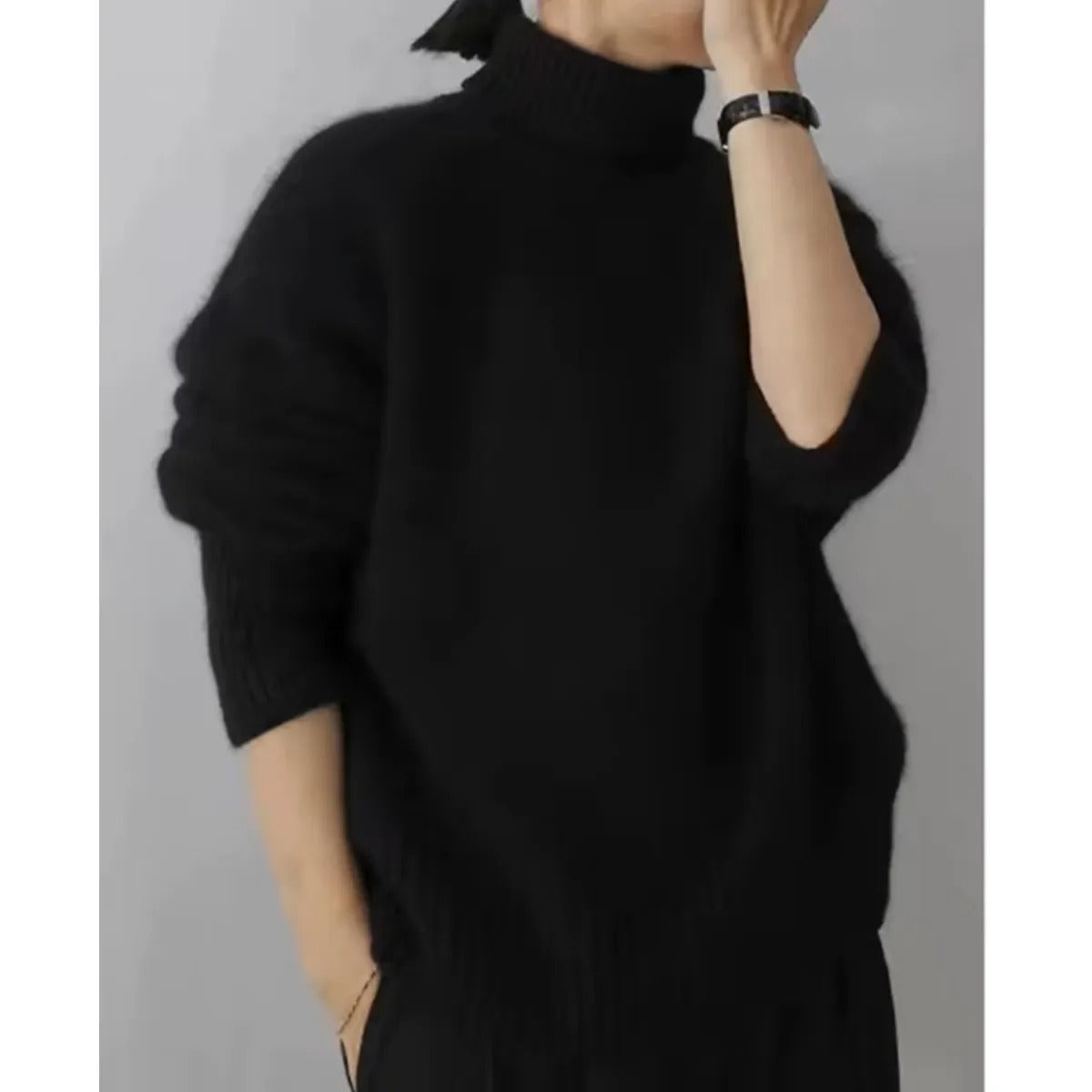 Women's Wool Turtleneck Sweater – Chunky Straight Fit