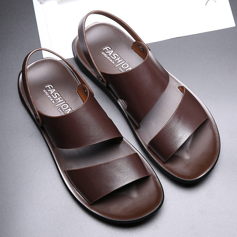Men's Leather Slingback Sandal – Cushioned Lightweight Sole