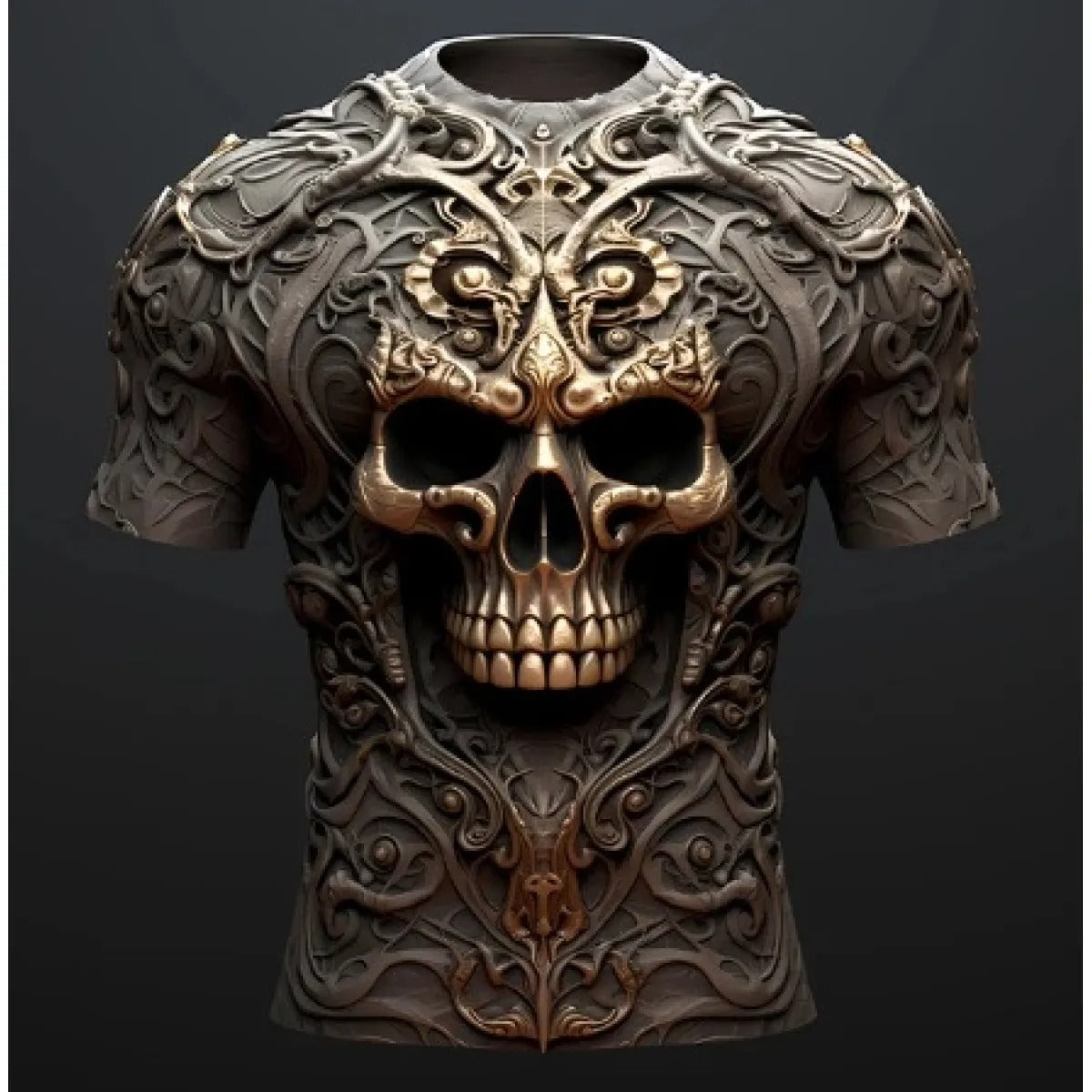Men's Graphic T-Shirt – 3D Skull Print Relaxed Fit