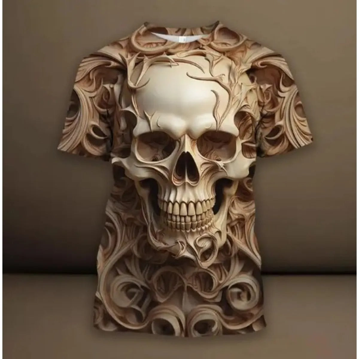 Men's Graphic T-Shirt – 3D Skull Print Relaxed Fit