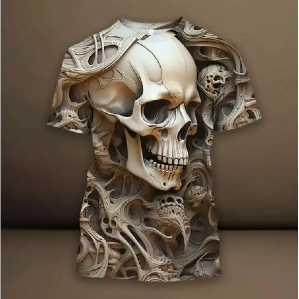 Men's Graphic T-Shirt – 3D Skull Print Relaxed Fit