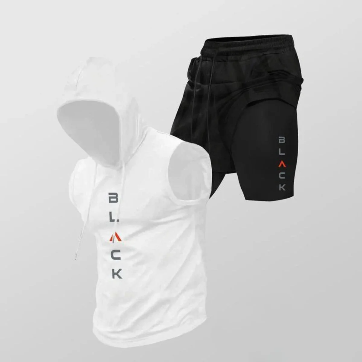 Men's Two-Piece Set – Sleeveless Hoodie and Graphic Shorts