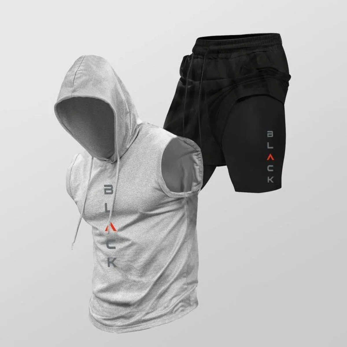 Men's Two-Piece Set – Sleeveless Hoodie and Graphic Shorts