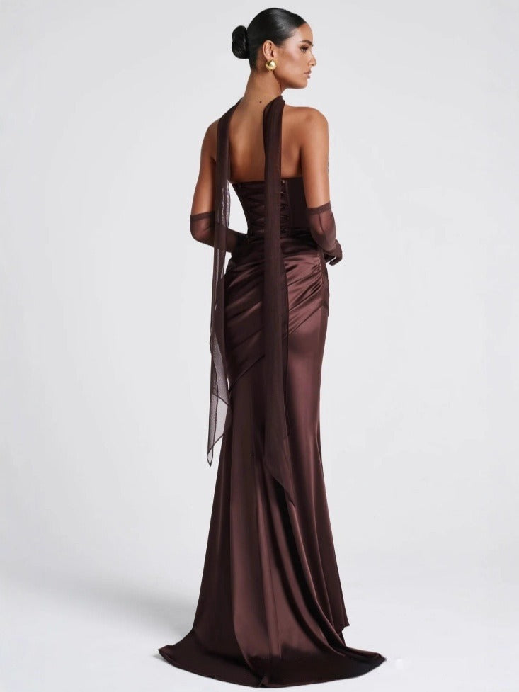 Women's Strapless Mermaid Maxi Dress – Fitted Flared Hem