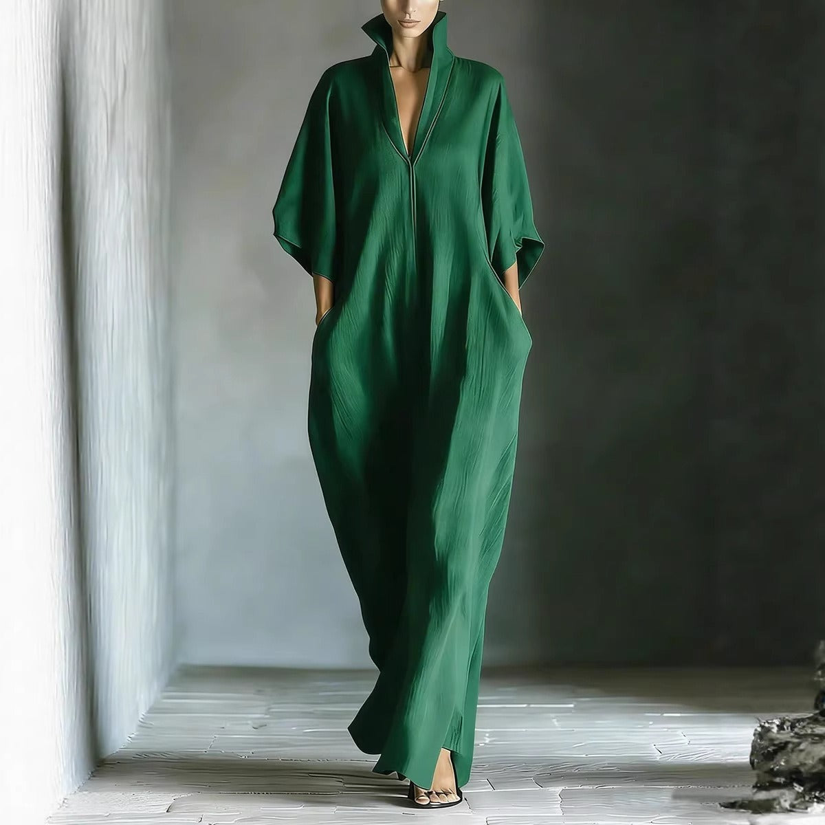 Women's Maxi Dress – Relaxed V-Neck Fit