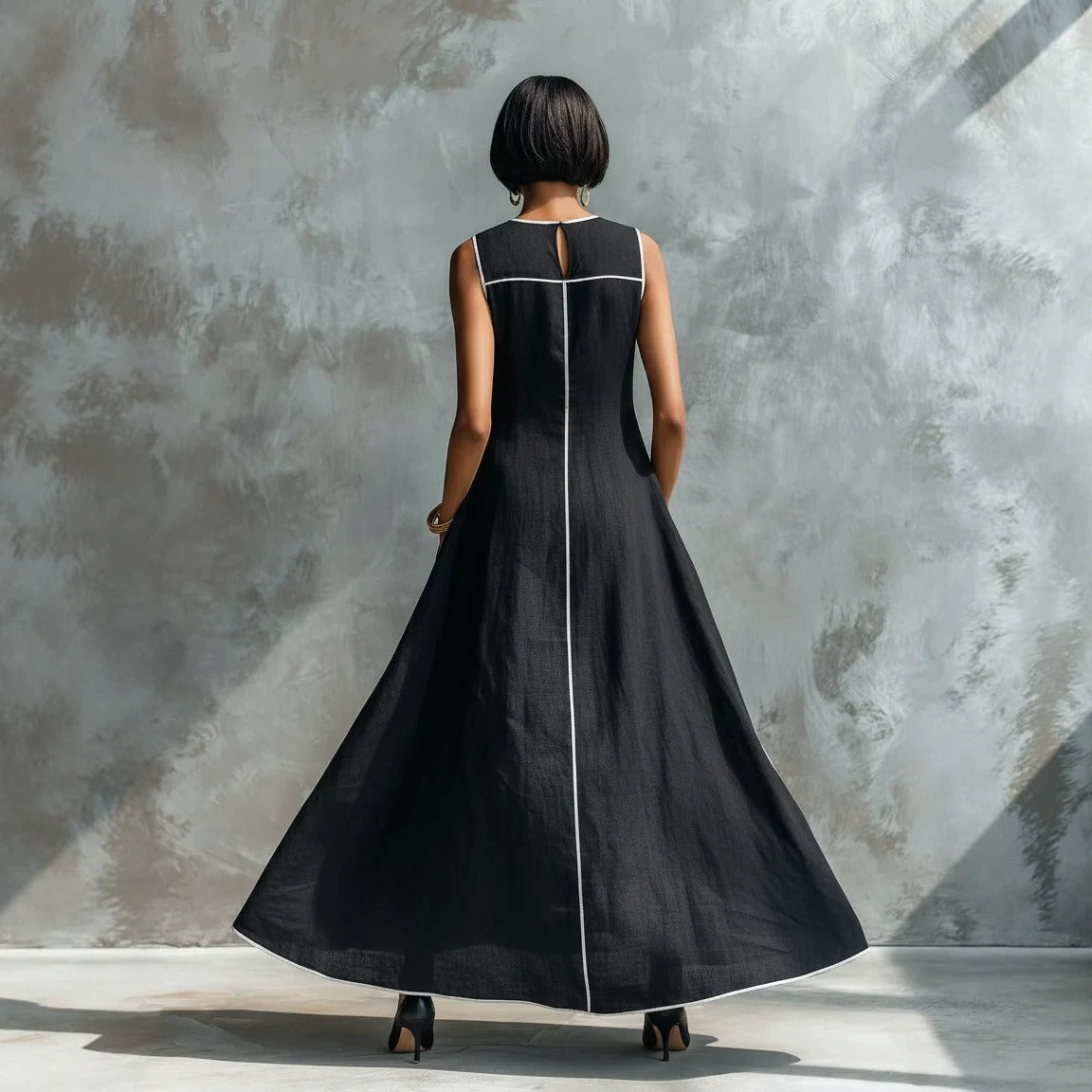 Women's Sleeveless Maxi Dress – Slim A-Line Fit
