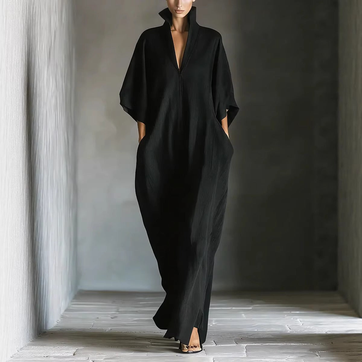Women's Maxi Dress – Relaxed V-Neck Fit