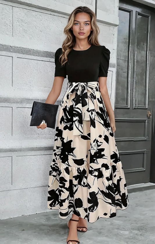 Women's Maxi Dress – Self-Tie Bow Waist