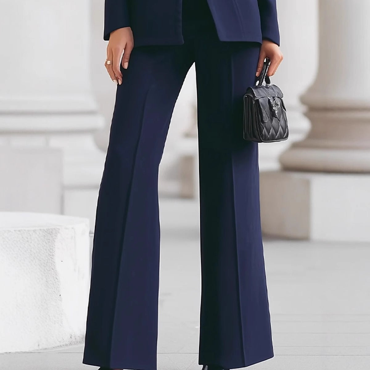 Women's Two-Piece Pant Suit – Single-Button Tailored Blazer