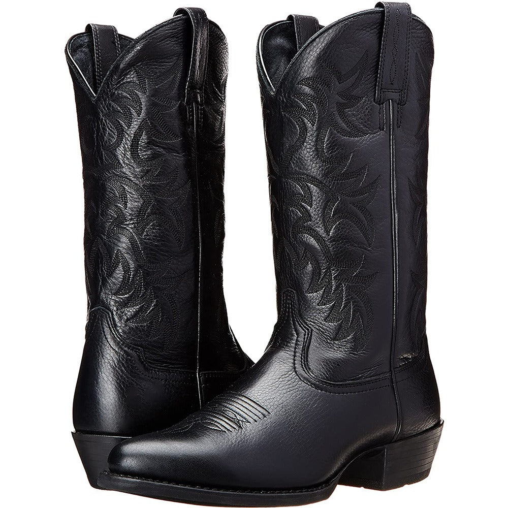 Men's Embroidered Cowboy Boots – Knee-High Square Heel