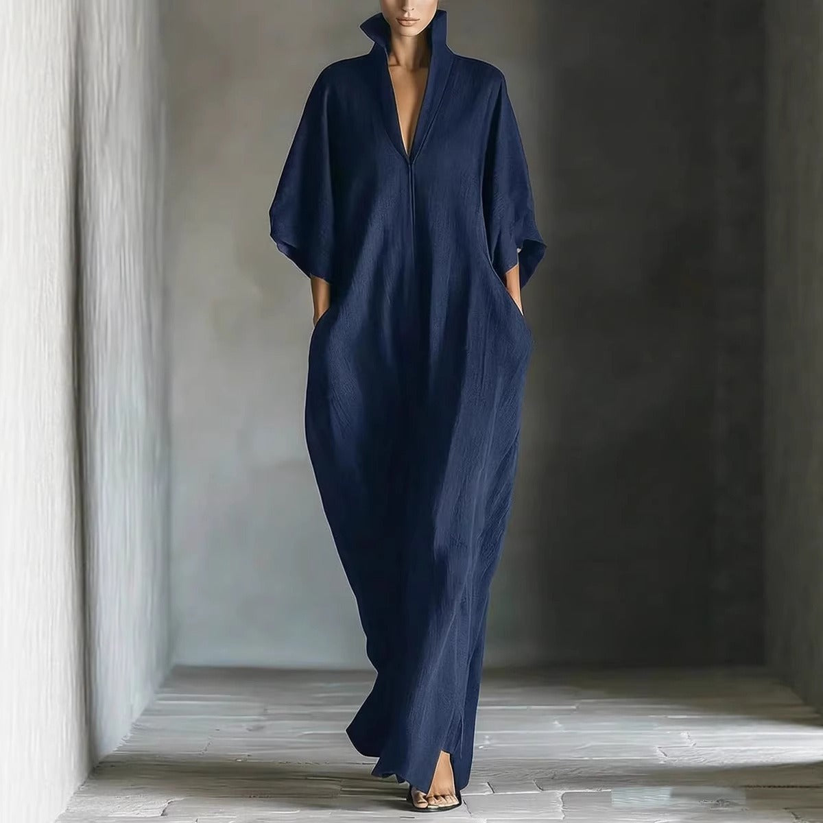 Women's Maxi Dress – Relaxed V-Neck Fit