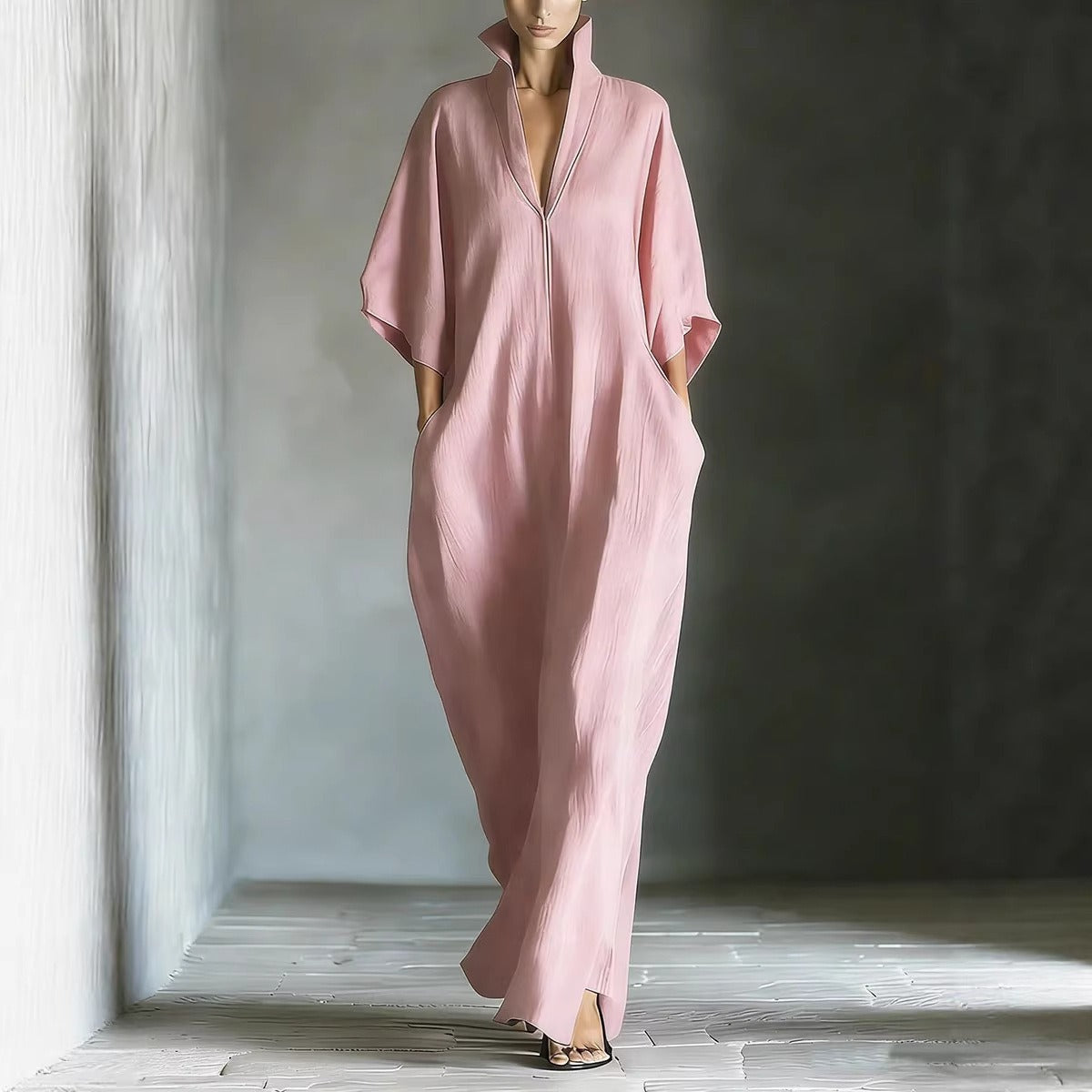Women's Maxi Dress – Relaxed V-Neck Fit
