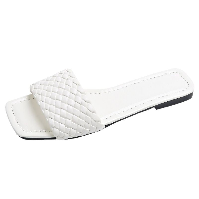 Women's Square-Toe Flat Sandal – Wide Strap Slide