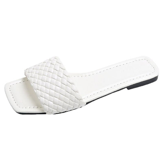 Women's Square-Toe Flat Sandal – Wide Strap Slide