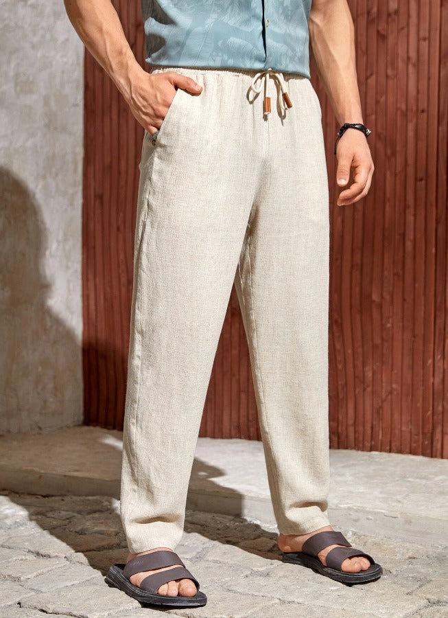 Men's Cotton-Linen Pants – Relaxed Tapered Drawstring