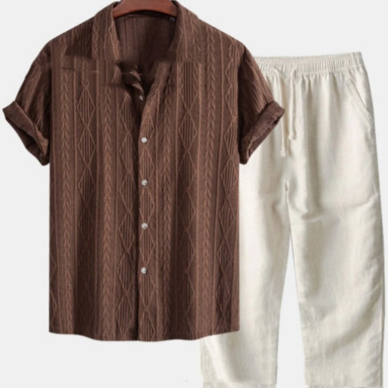 Men's Short Sleeve Shirt and Pants Set – Relaxed Straight Fit