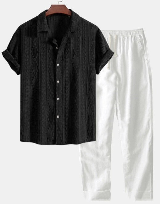 Men's Short Sleeve Shirt and Pants Set – Relaxed Straight Fit