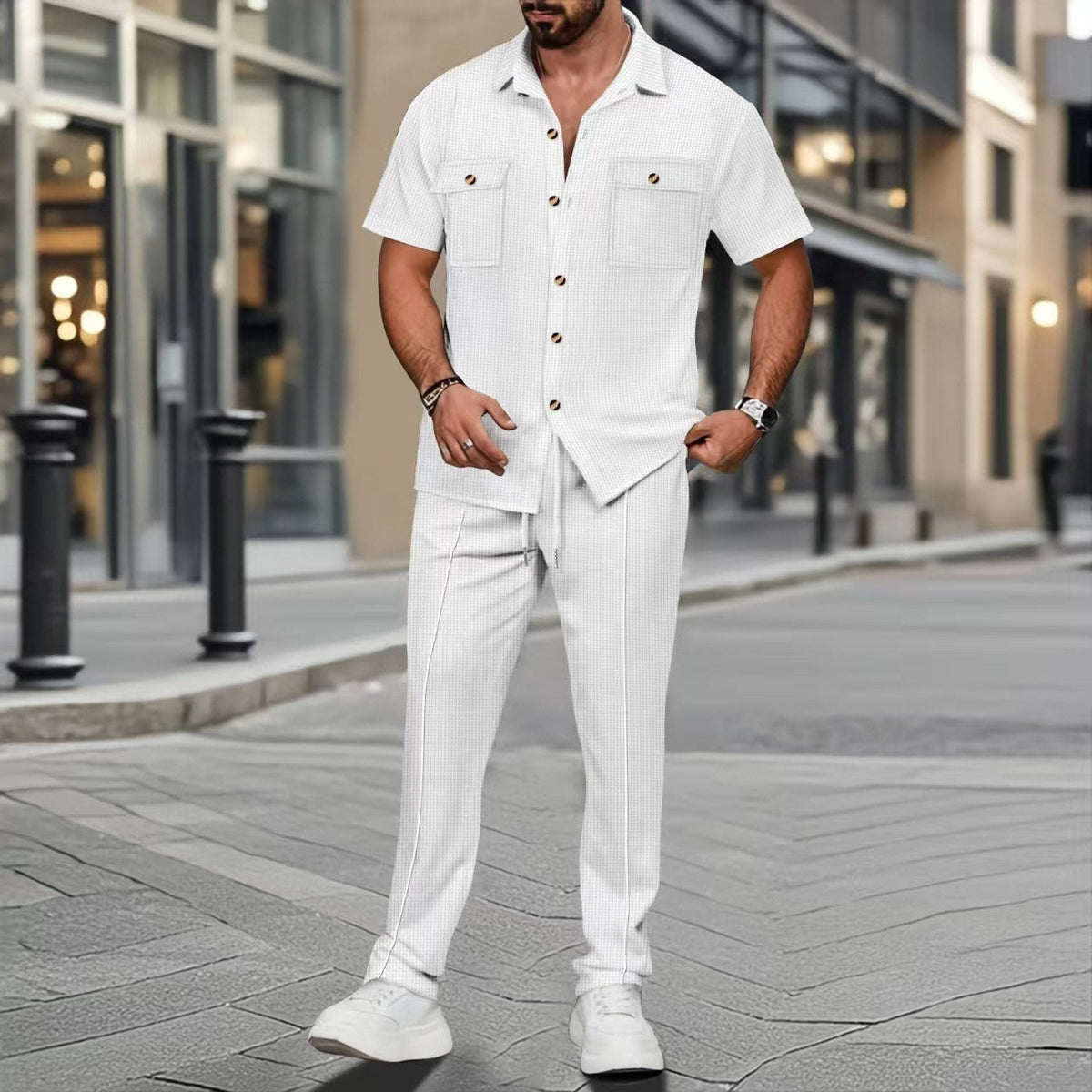 Men's Shirt and Pants Set – Short Sleeve Coordinated