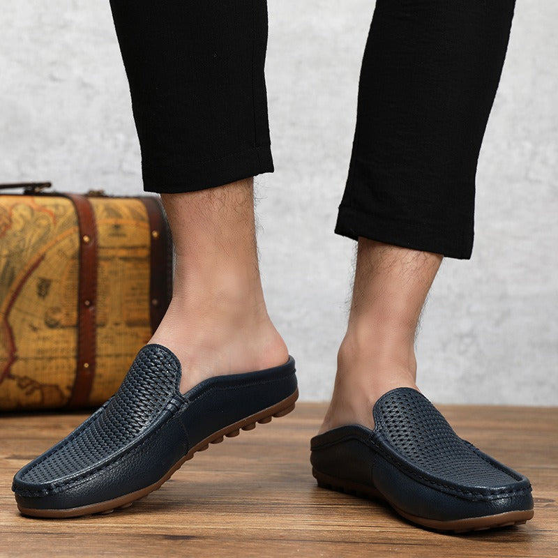 Men's Leather Mule Loafer – Open-Back Moc Toe