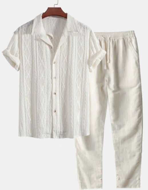 Men's Short Sleeve Shirt and Pants Set – Relaxed Straight Fit