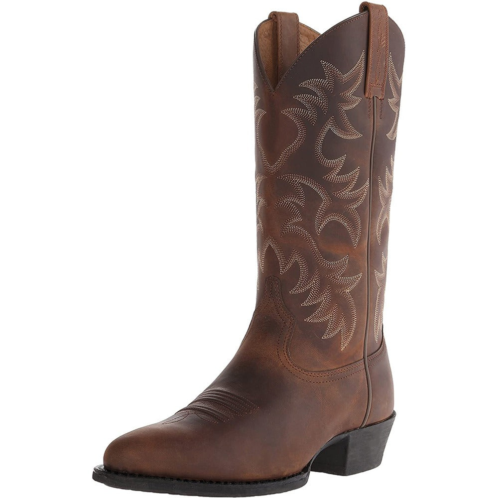 Men's Embroidered Cowboy Boots – Knee-High Square Heel