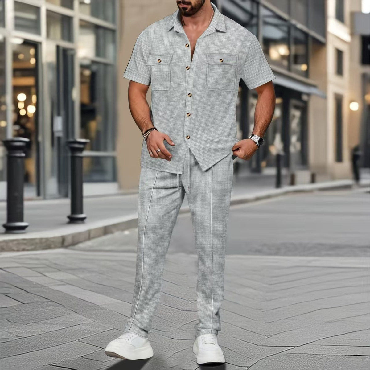 Men's Shirt and Pants Set – Short Sleeve Coordinated