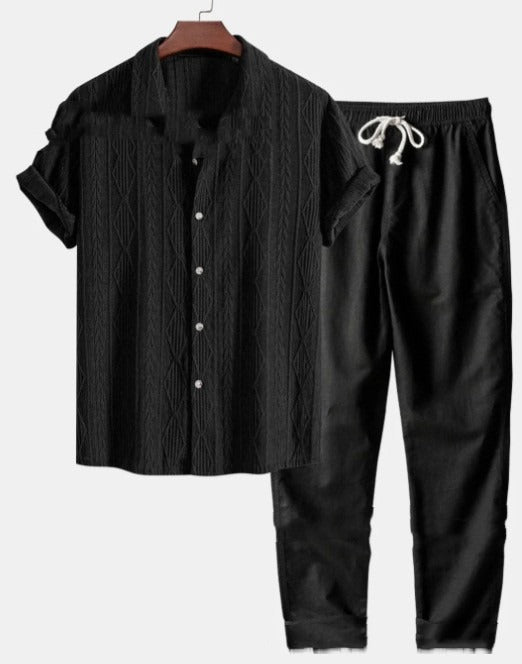 Men's Short Sleeve Shirt and Pants Set – Relaxed Straight Fit