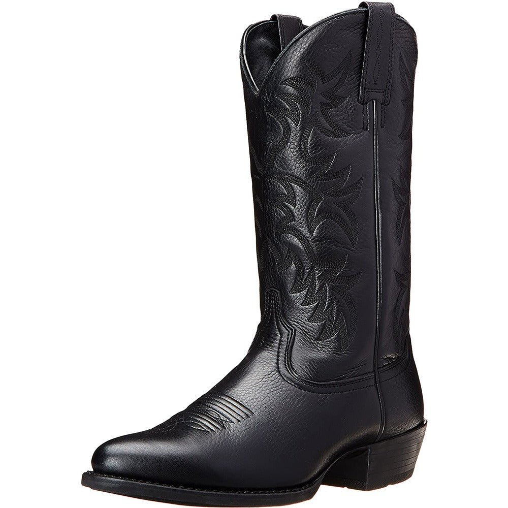 Men's Embroidered Cowboy Boots – Knee-High Square Heel