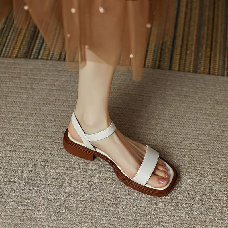 Women's Flat Platform Sandal – Retro Single Strap
