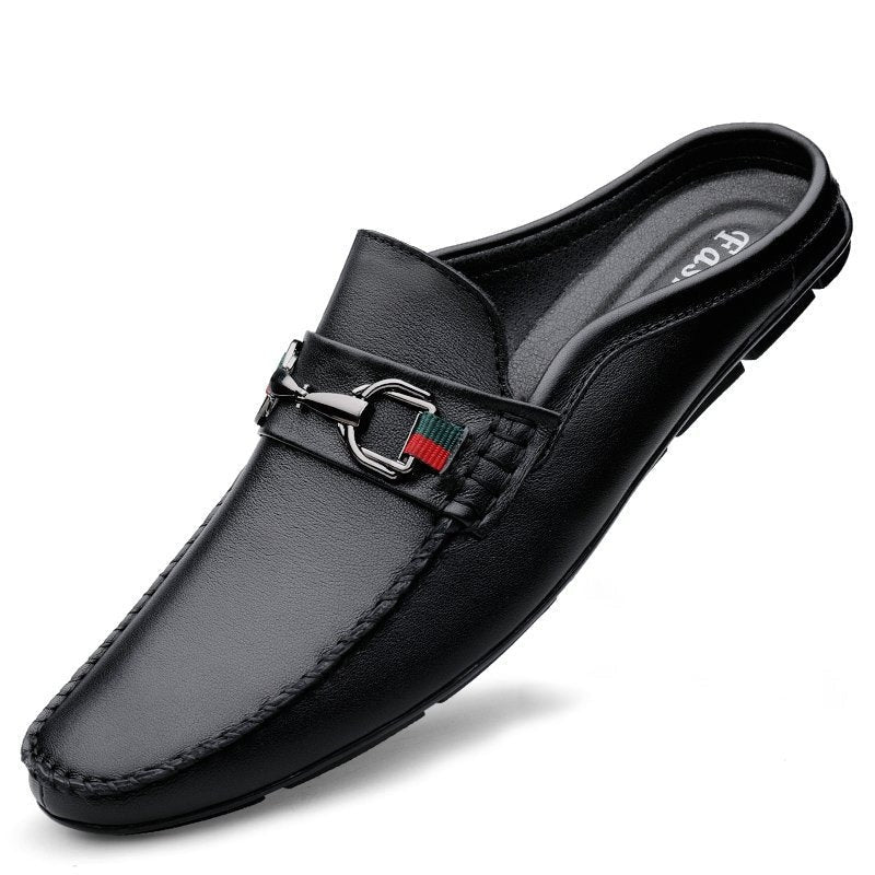 Men's Leather Loafer Mule – Backless Slip-On Design