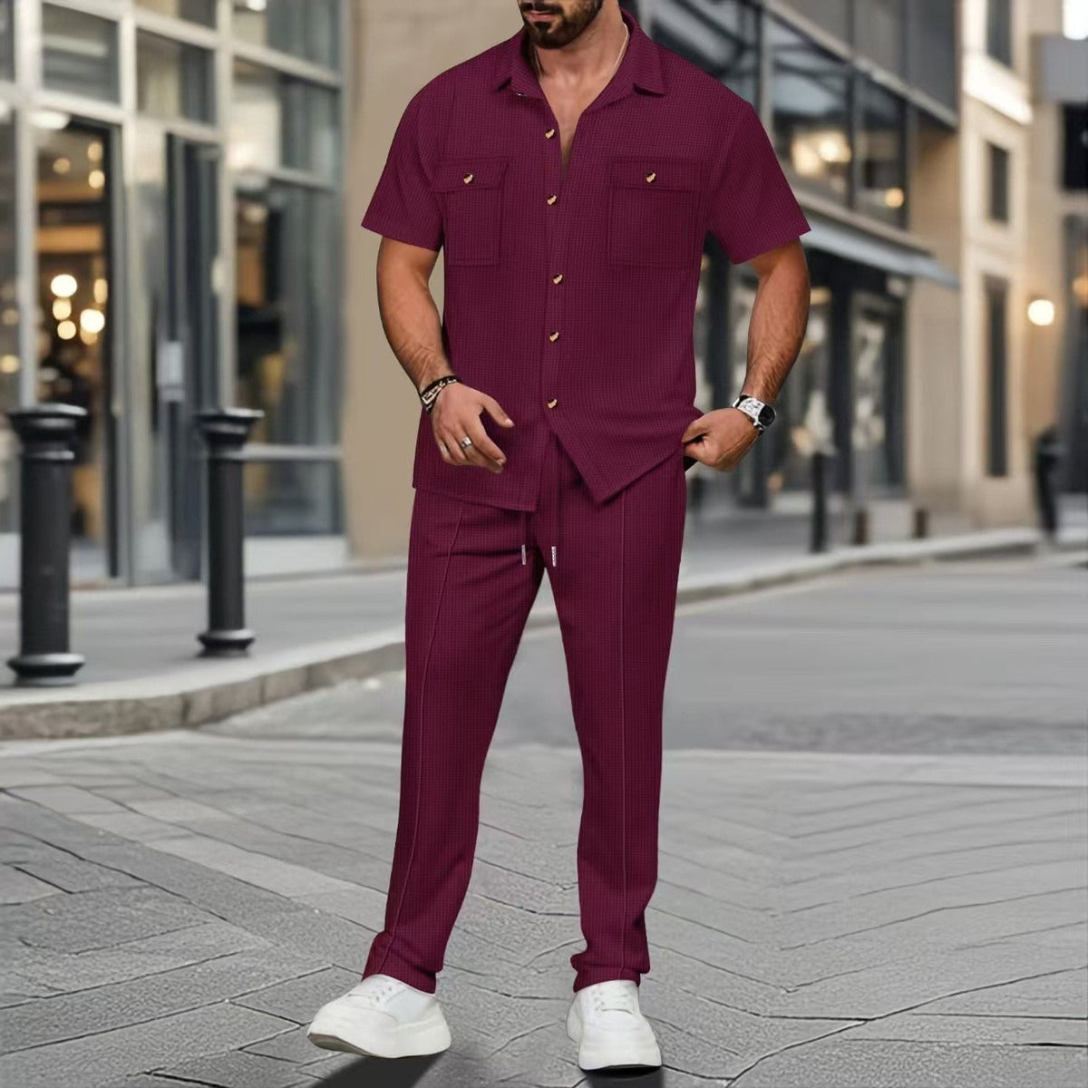 Men's Shirt and Pants Set – Short Sleeve Coordinated