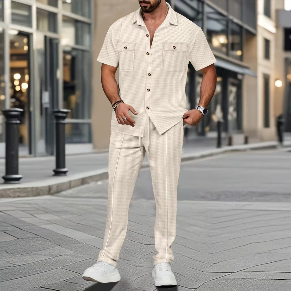 Men's Shirt and Pants Set – Short Sleeve Coordinated