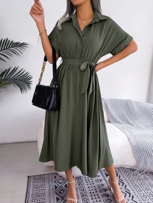 Women's Shirt Dress – Tie Waist Relaxed Fit
