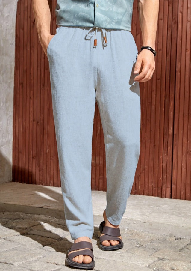 Men's Cotton-Linen Pants – Relaxed Tapered Drawstring