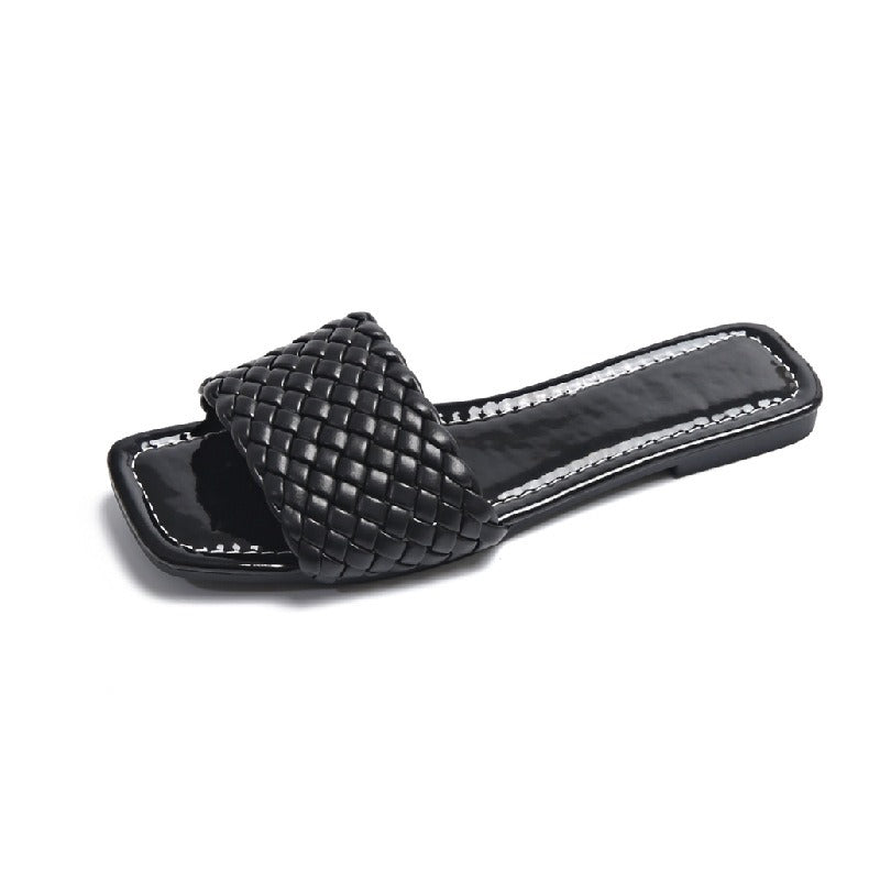 Women's Square-Toe Flat Sandal – Wide Strap Slide
