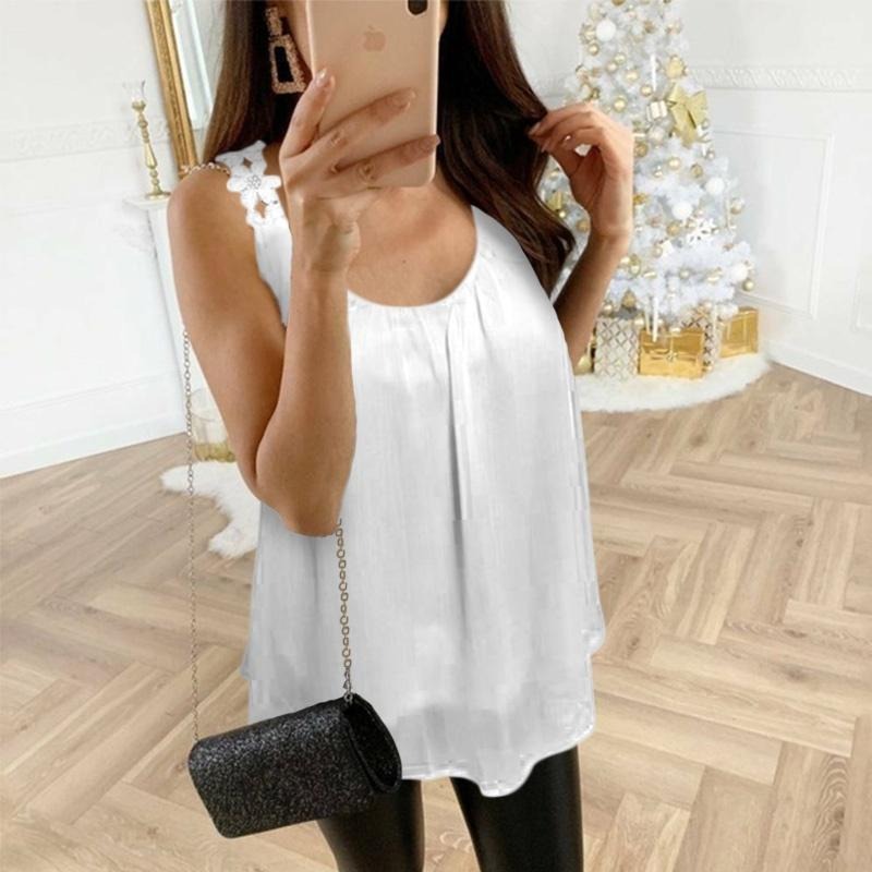Women's Sleeveless Chiffon Blouse – Loose Flowing Fit