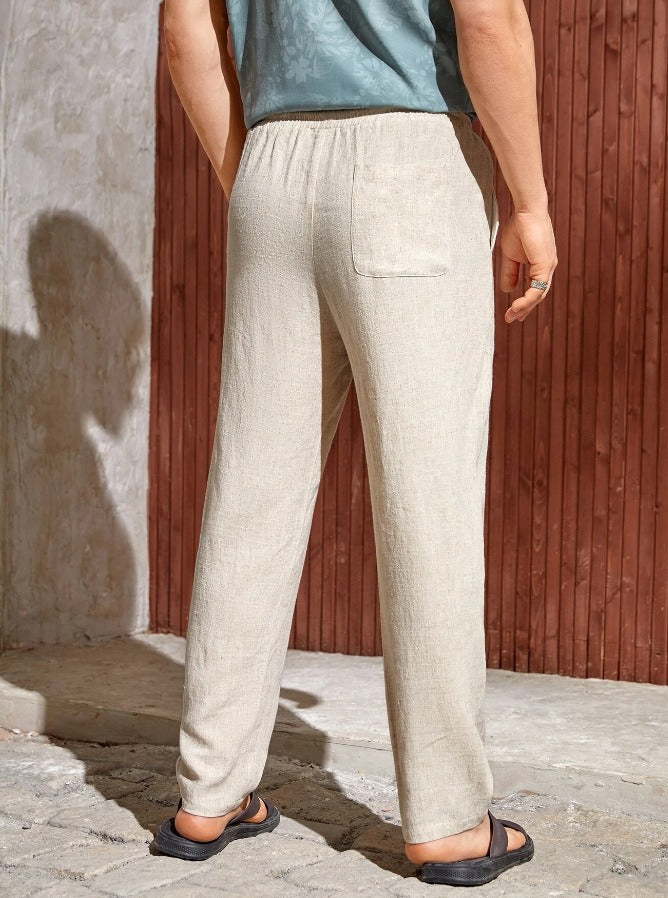 Men's Cotton-Linen Pants – Relaxed Tapered Drawstring