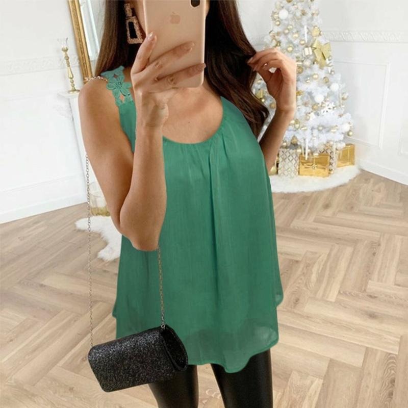 Women's Sleeveless Chiffon Blouse – Loose Flowing Fit