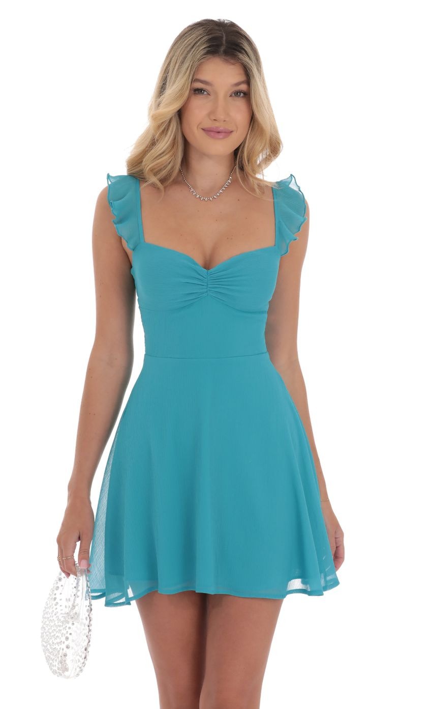 Women's Chiffon Mini Dress – Open Back Thin Straps