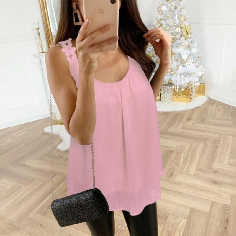 Women's Sleeveless Chiffon Blouse – Loose Flowing Fit